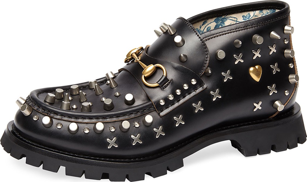 Gucci Men's Studded Leather Ankle Boots