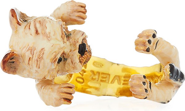 Visconti & Du Reau Yorkie Plated Enamel Dog Hug Ring, Size 7