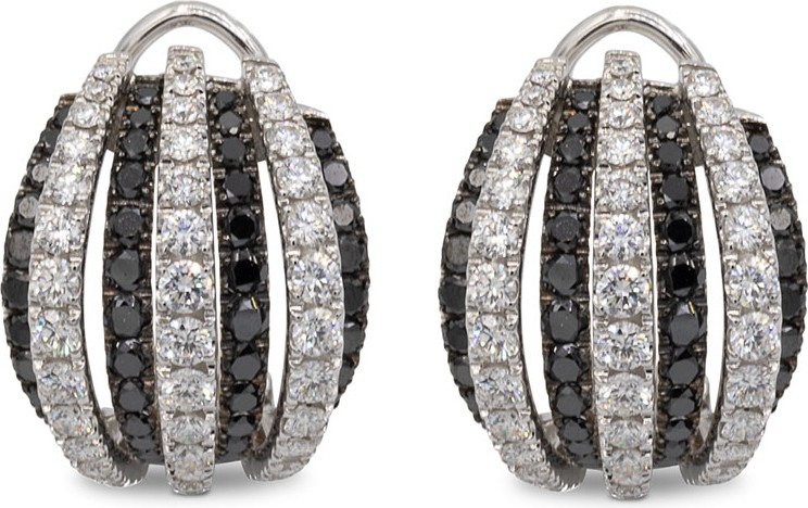 Leo Pizzo Concerto Dome 18k White Gold Black & White Diamond Earrings