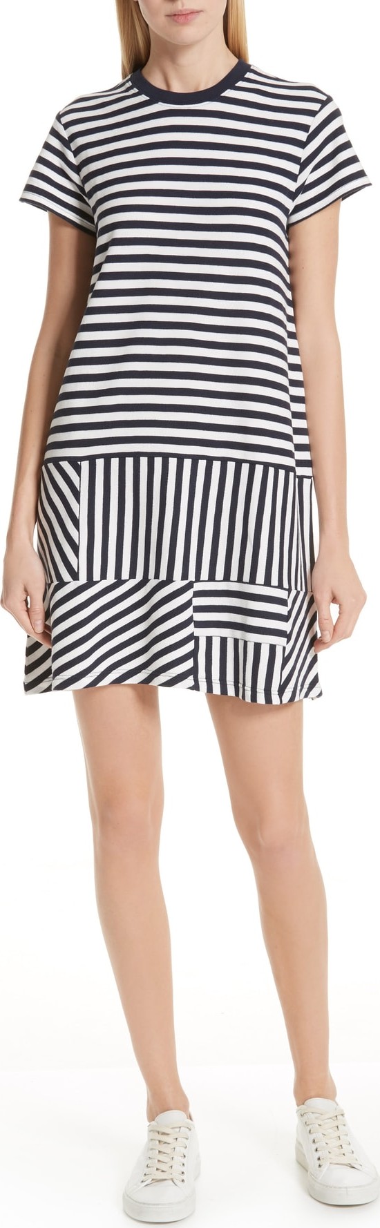 ATM Anthony Thomas Melillo Mixed Stripe Drop Waist Dress