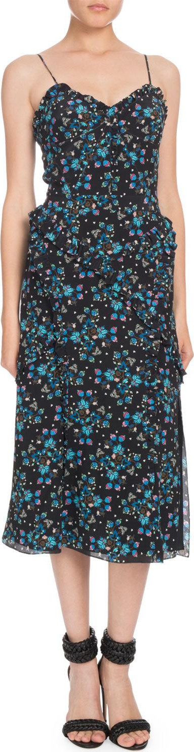 Altuzarra Sleeveless Vine-Print Crepe de Chine Midi Dress Altuzarra Sleeveless Vine-Print Crepe de Chine Midi Dress