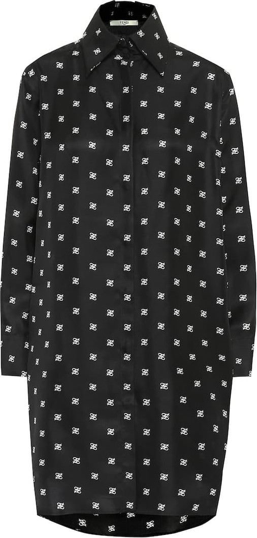 Fendi Printed silk-twill shirt dress