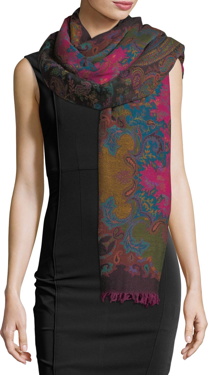 Sabira Maverick in Milan Wool Paisley Shawl, Multi