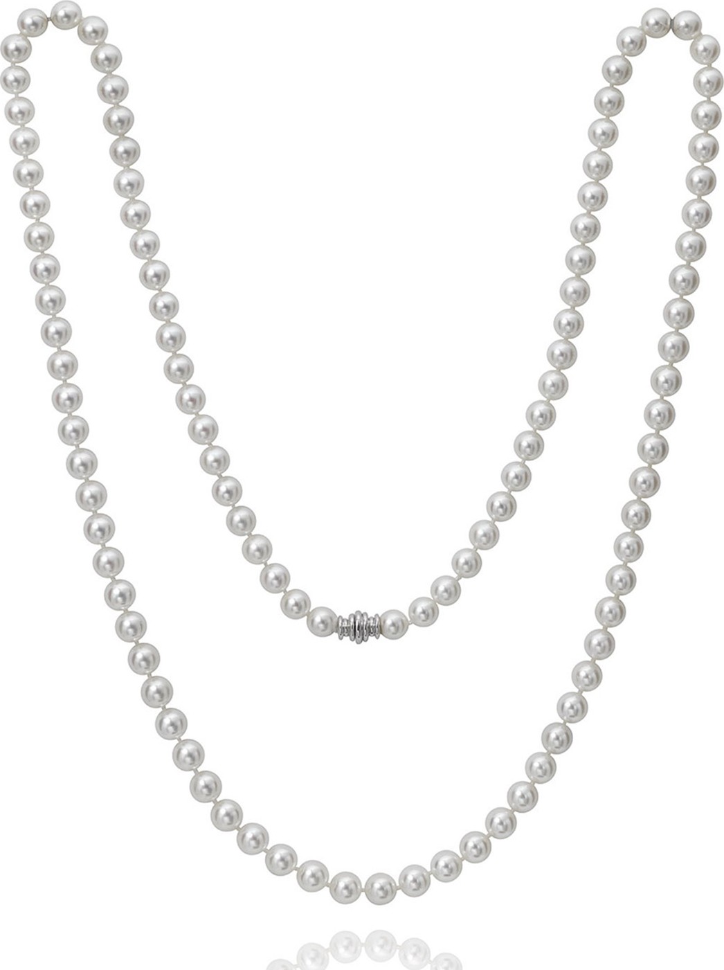 Assael Long Akoya 9mm Pearl-Strand Necklace w/ 18k White Gold, 36"L