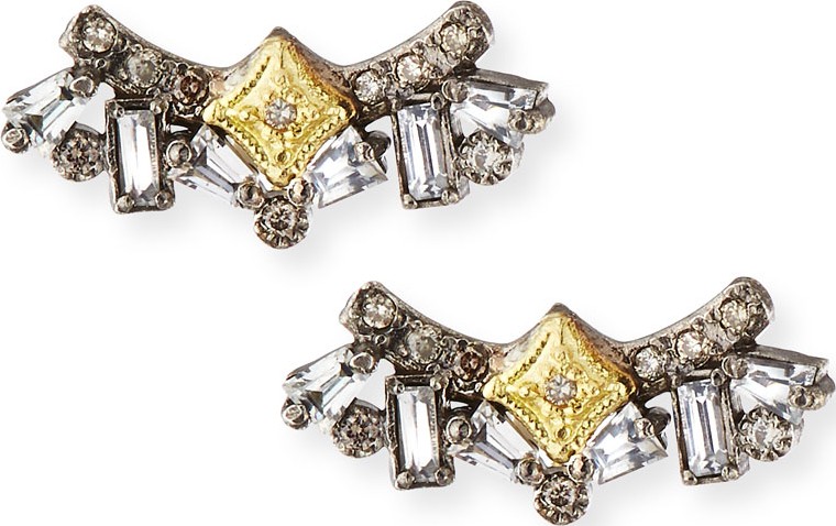 Armenta Old World Diamond & Sapphire Cluster Stud Earrings