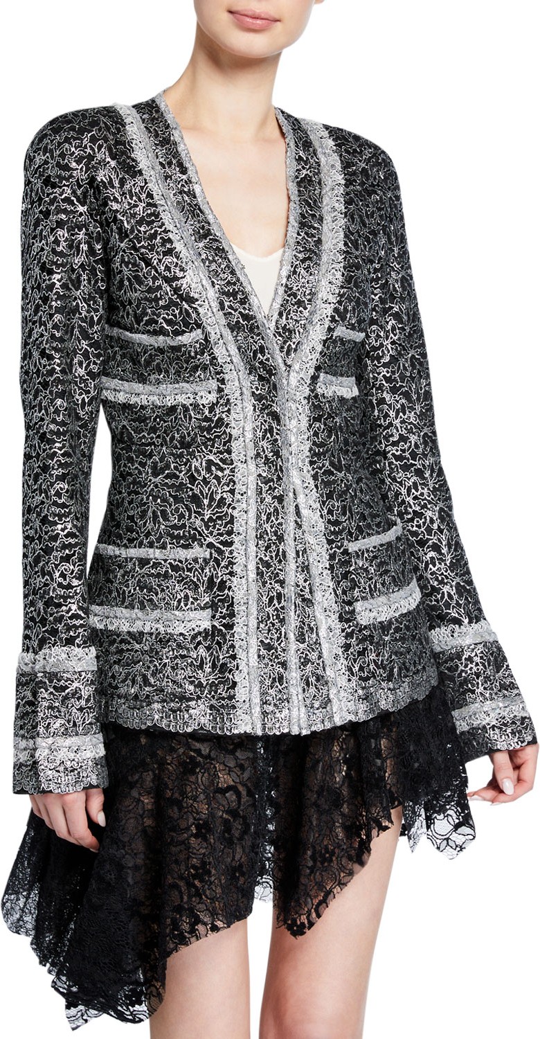 Anaïs Jourden Metallic-Coated Lace Blazer