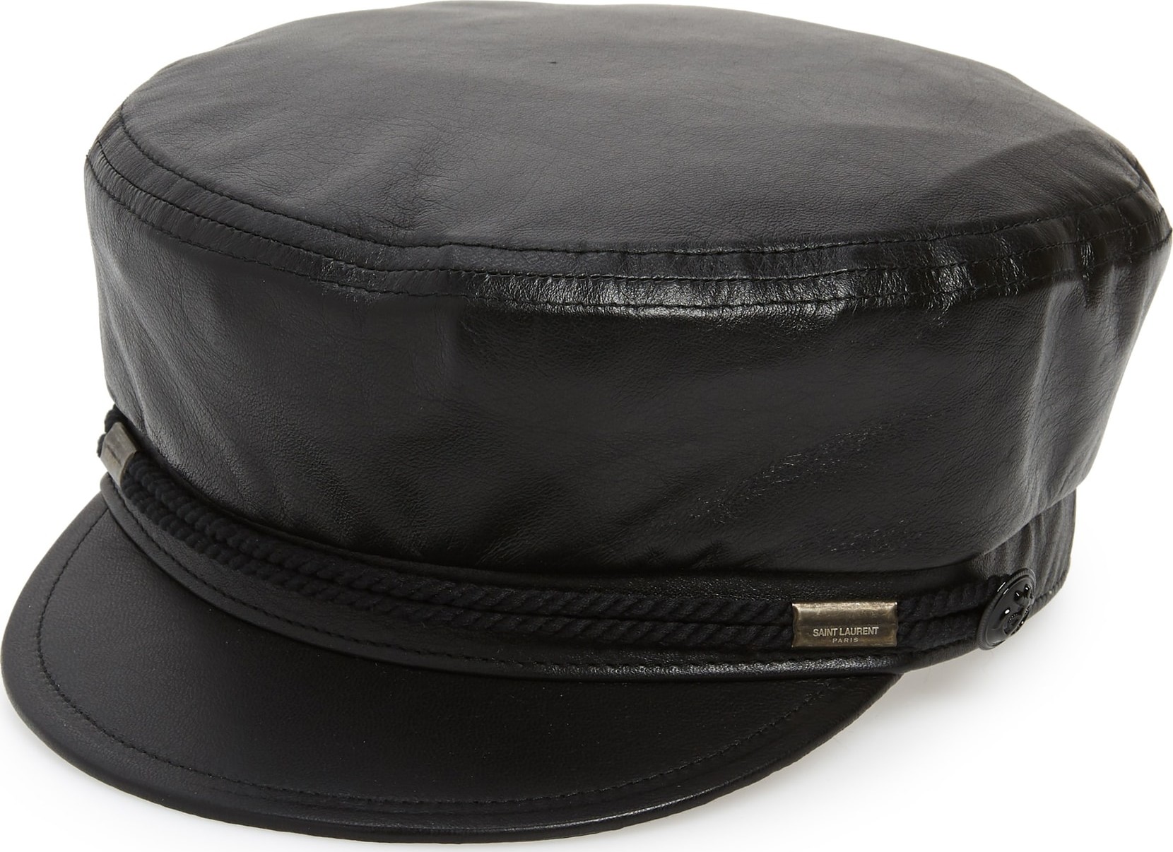 Saint Laurent Leather Baker Boy Hat