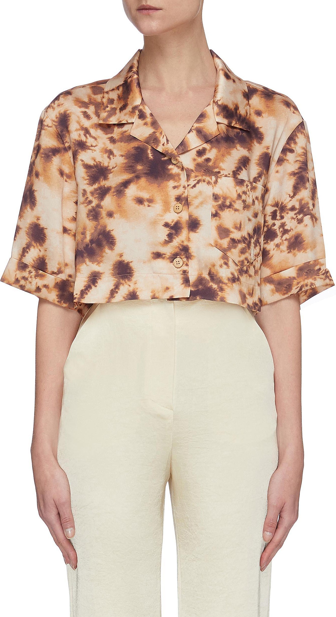 Nanushka 'Rhett' Crop Tie Dye Shirt