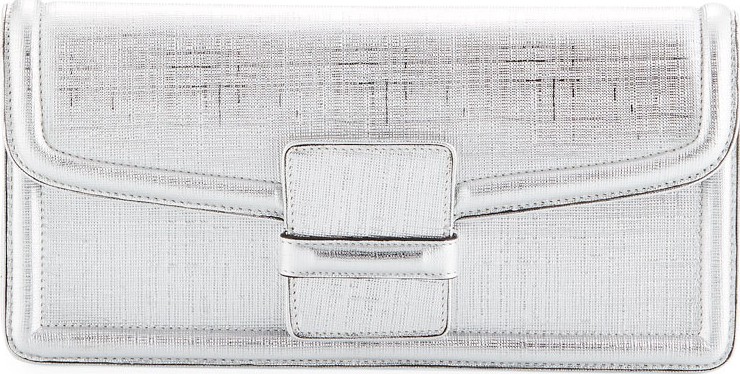 Dries Van Noten Metallic Leather Slip Clutch Bag