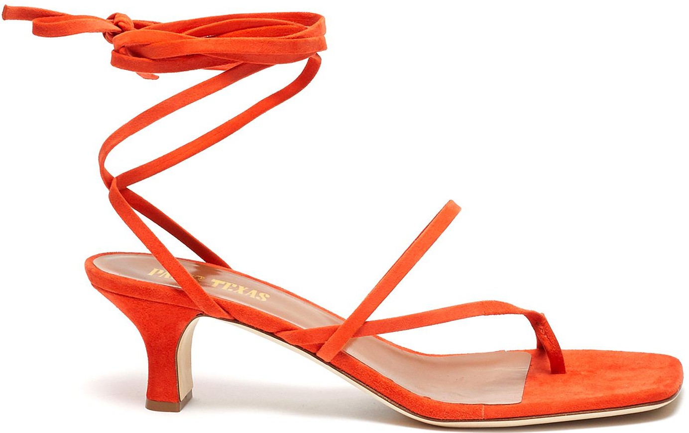 Paris Texas Lace up toe ring suede sandal