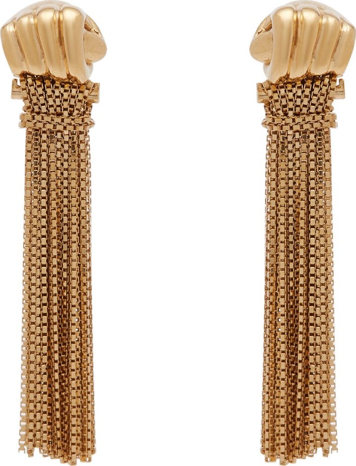 Bottega Veneta Fist and tassel gold-plated drop earrings