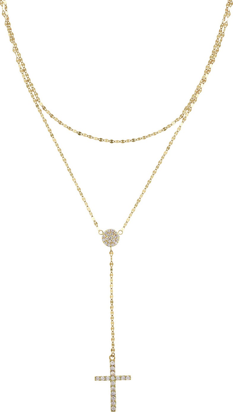 Lana 14k Gold Flawless Two-Strand Crossary w/ Diamonds