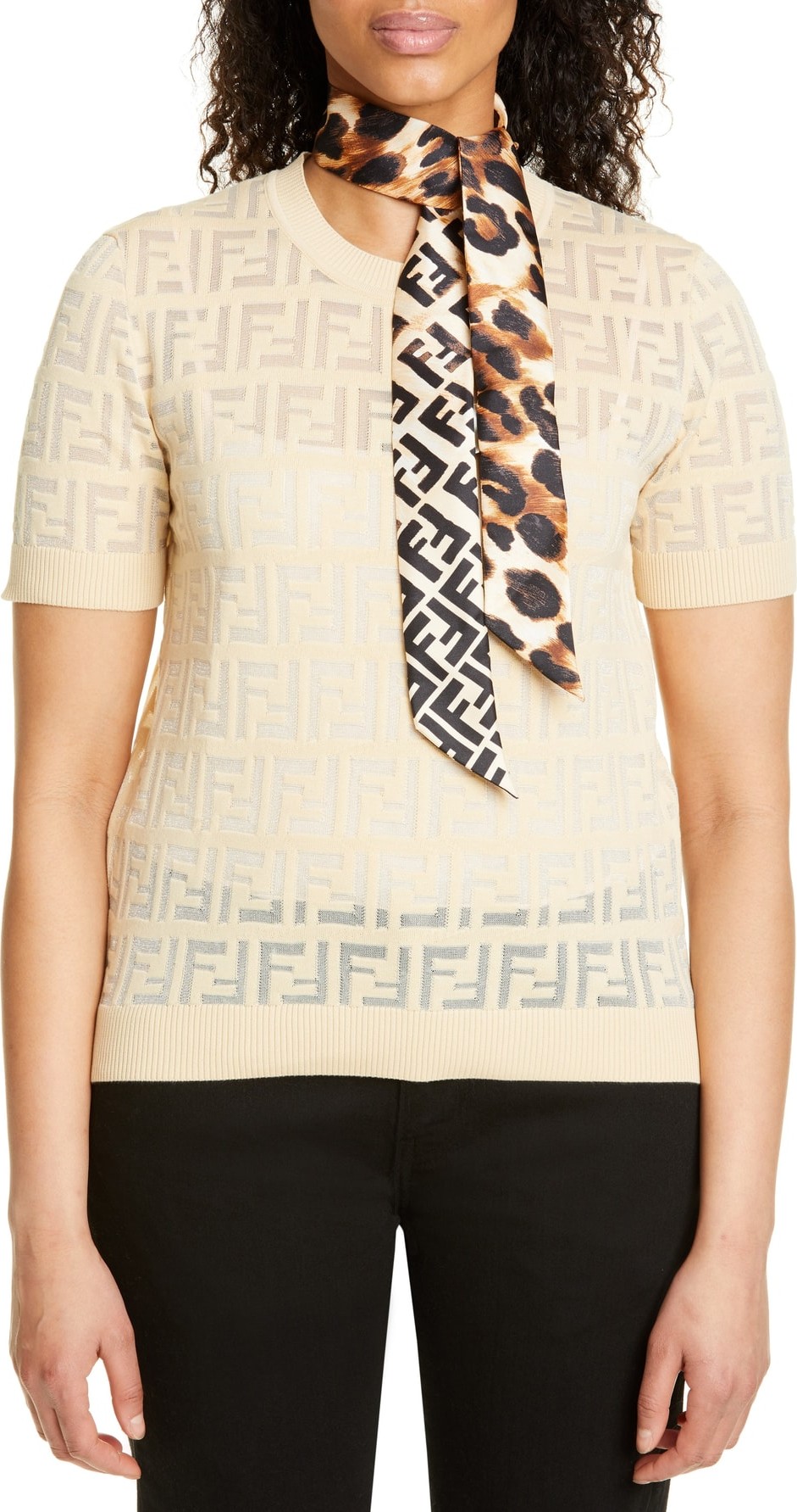 Fendi Animal Logo Wrappy Silk Scarf