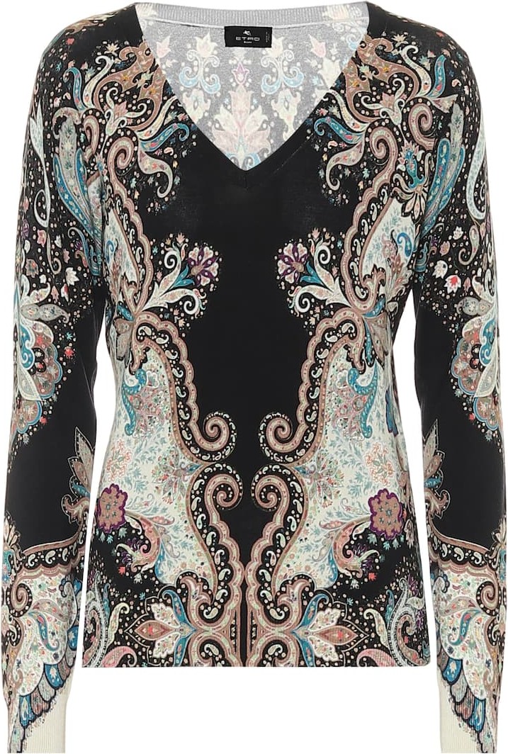 Etro Printed stretch-silk sweater