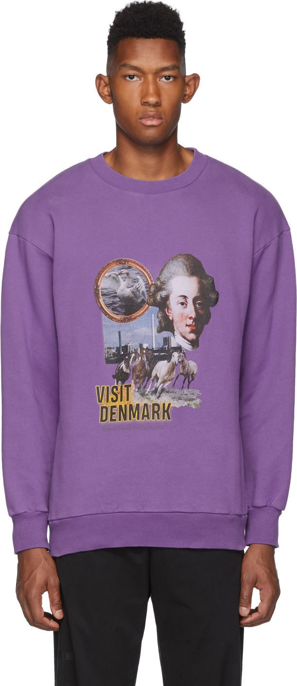Han Kjobenhavn Purple Artwork Crewneck Sweatshirt