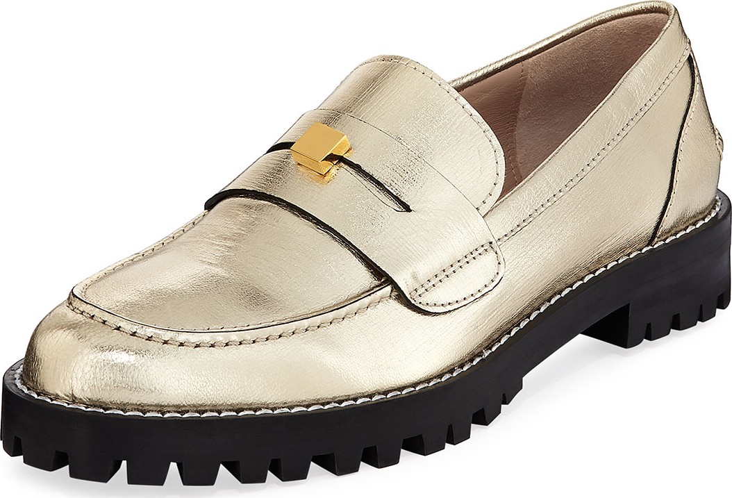 Stuart Weitzman Penley Metallic Lugged Loafers