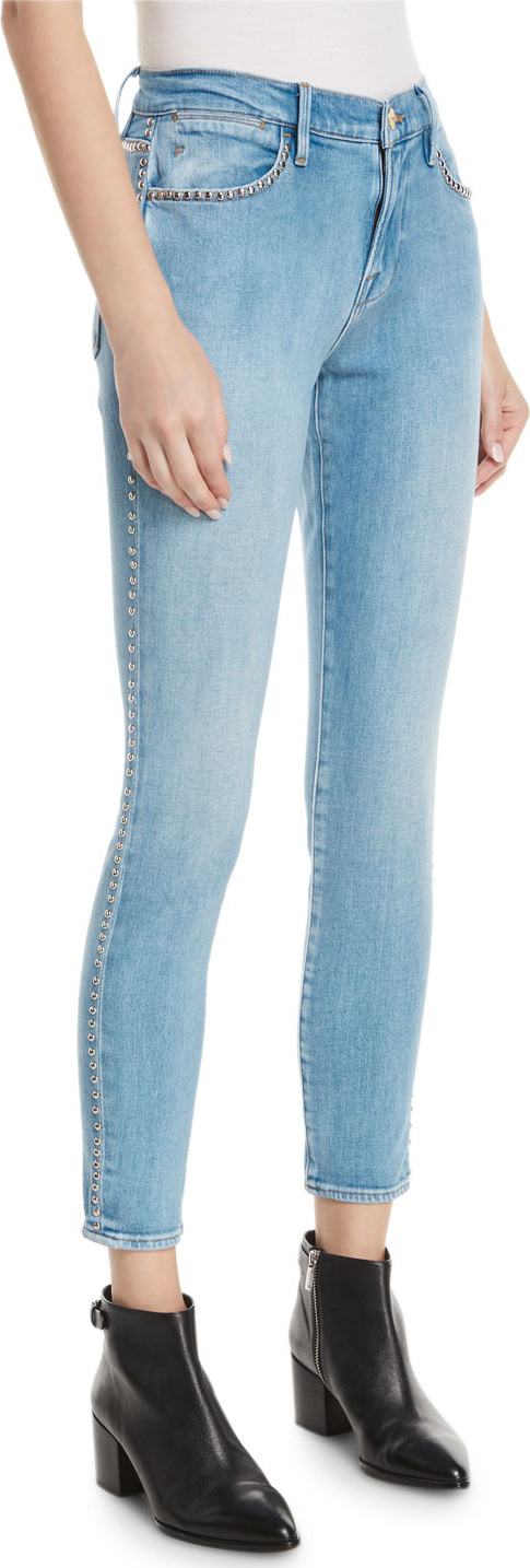 FRAME DENIM Le Studded High-Waist Skinny Jeans