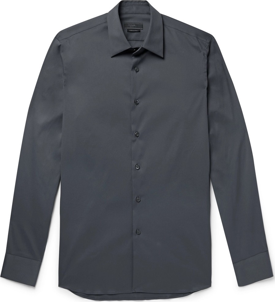Prada Slim-Fit Stretch Cotton-Blend Poplin Shirt