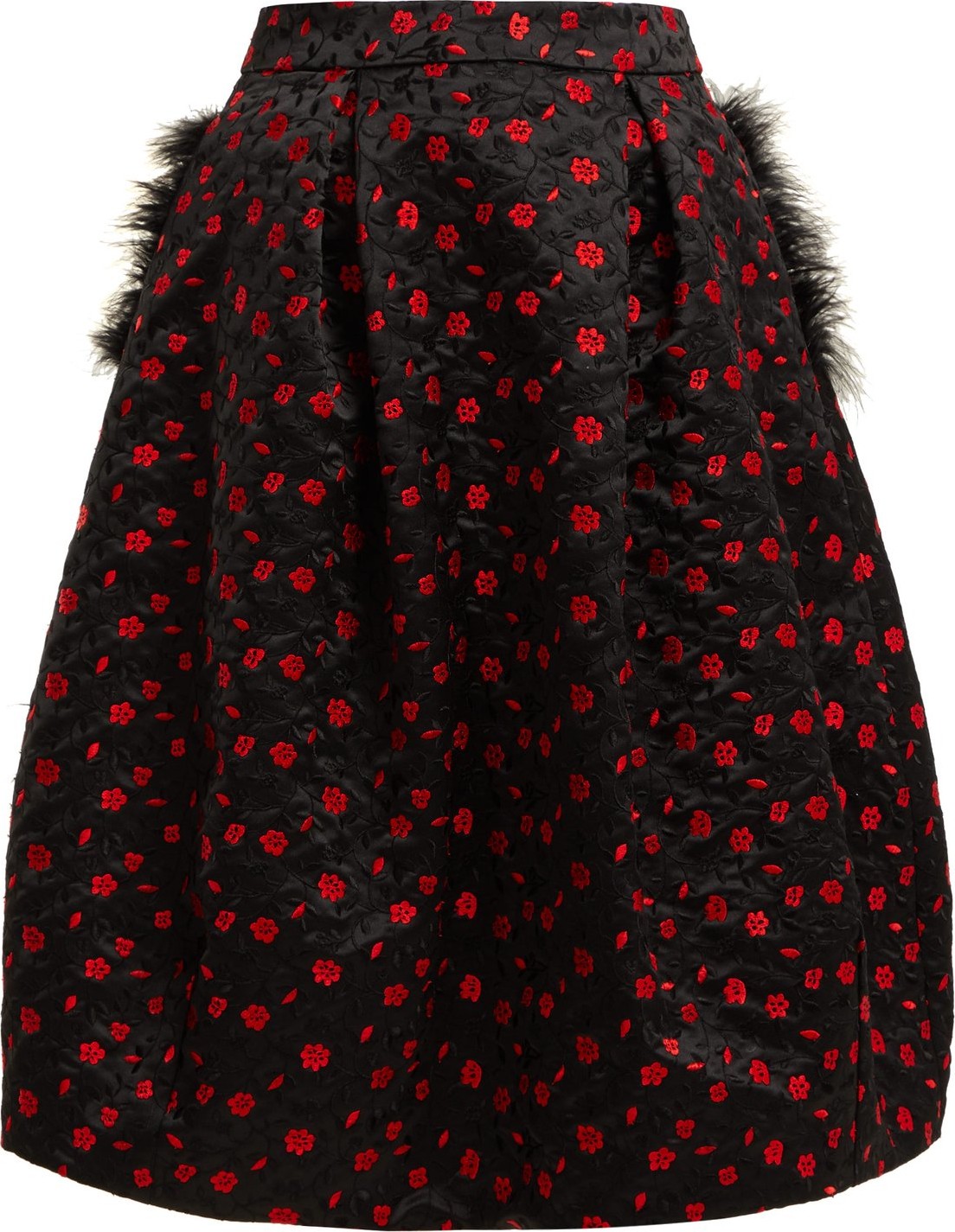 Simone Rocha Floral-embroidered silk midi skirt