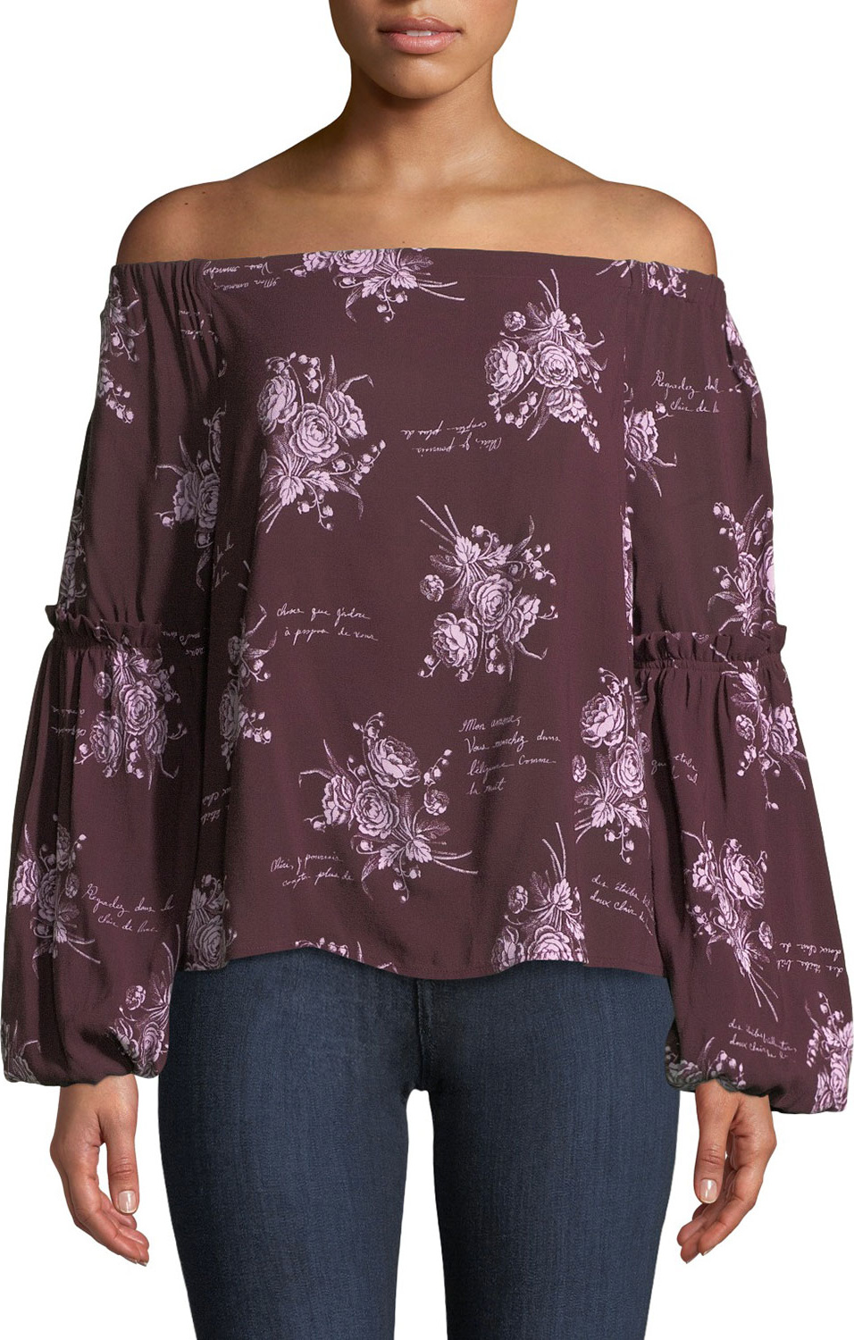 Cinq A Sept Amelie Off-the-Shoulder Floral Blouse