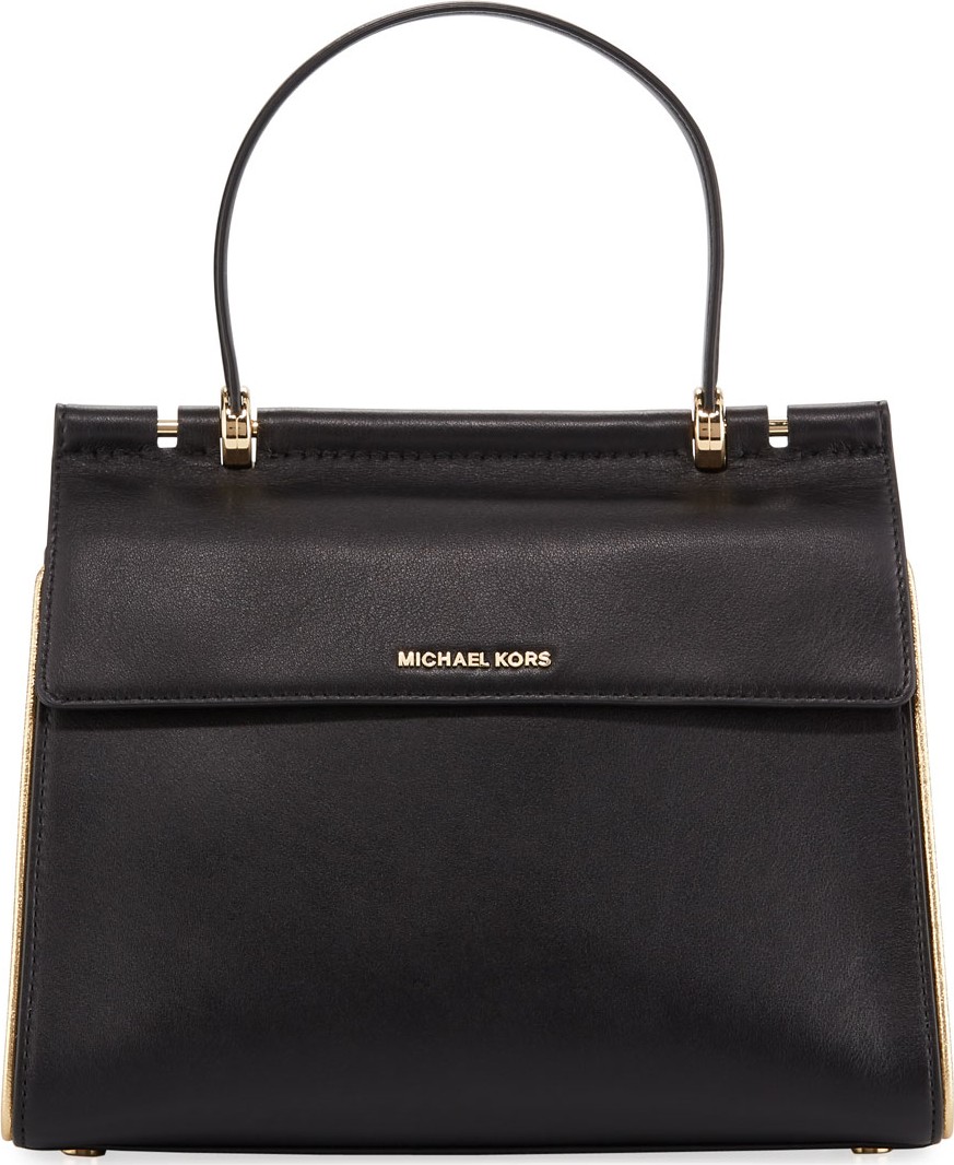 MICHAEL MICHAEL KORS Jasmine Medium Leather Satchel Bag - Golden Hardware
