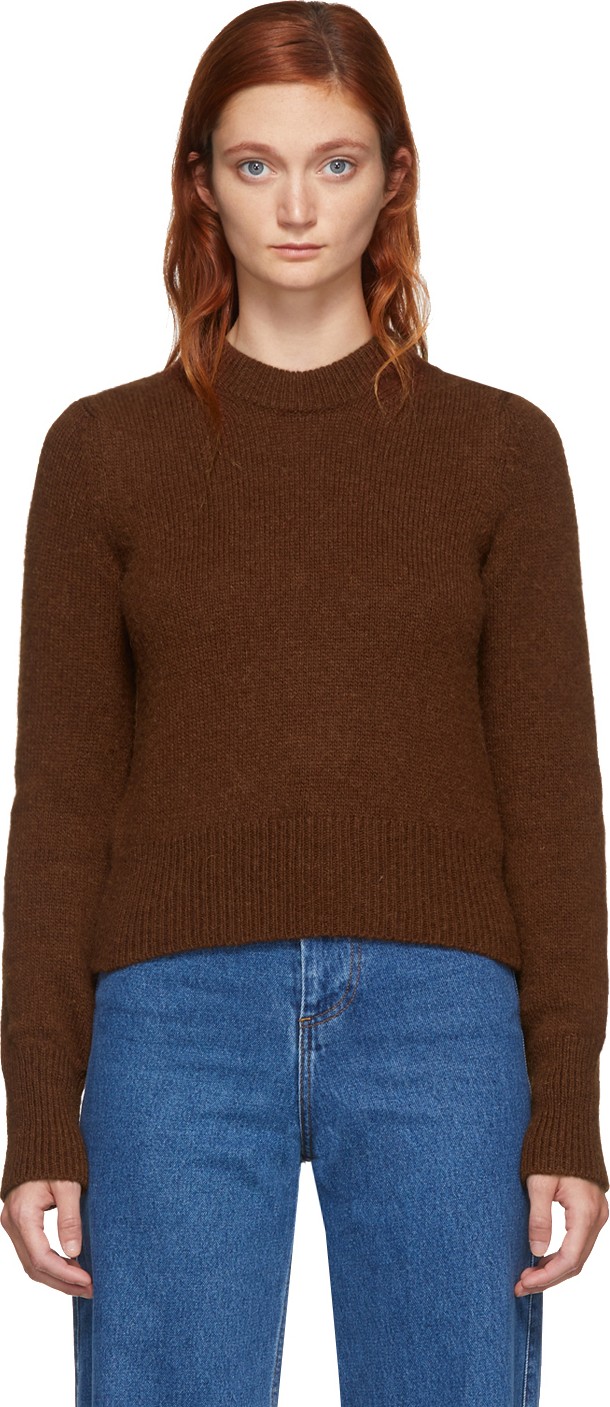 AMI Brown Alpaca Pullover Sweater