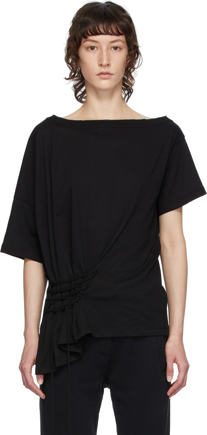 Ann Demeulemeester Black Tie-Up T-Shirt