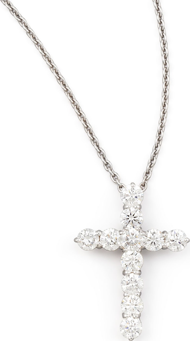 Roberto Coin 16" White Gold Lg Diamond Cross Pendant Necklace