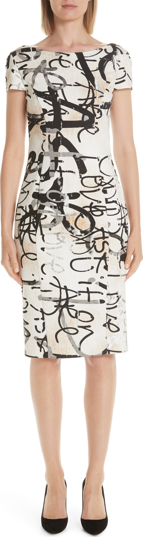 Max Mara Alcali Scribble Print Sheath Dress