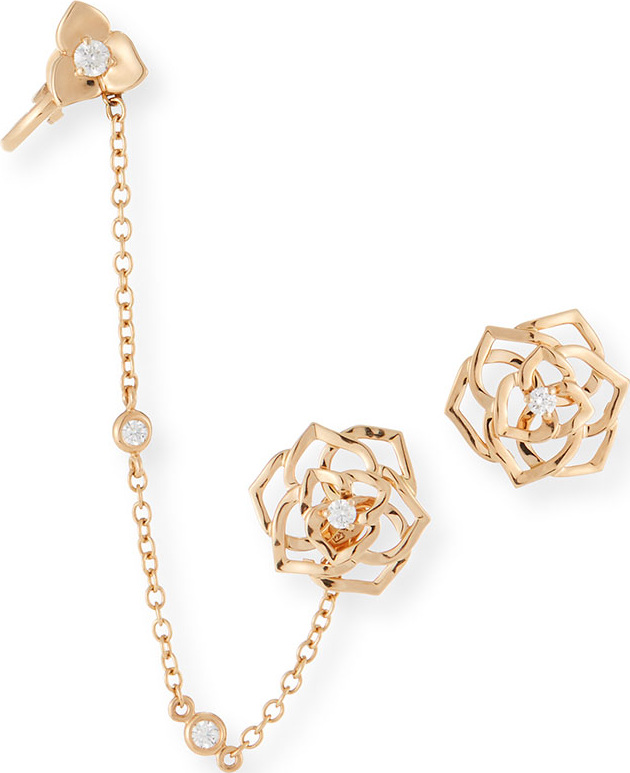 Piaget 18k Gold Diamond Rose Ear Climber