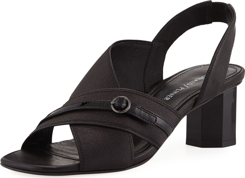 Donald J Pliner Radly Metallic Fabric Octagonal-Heel Slingback Sandal Donald J Pliner Radly Metallic Fabric Octagonal-Heel Slingback Sandal