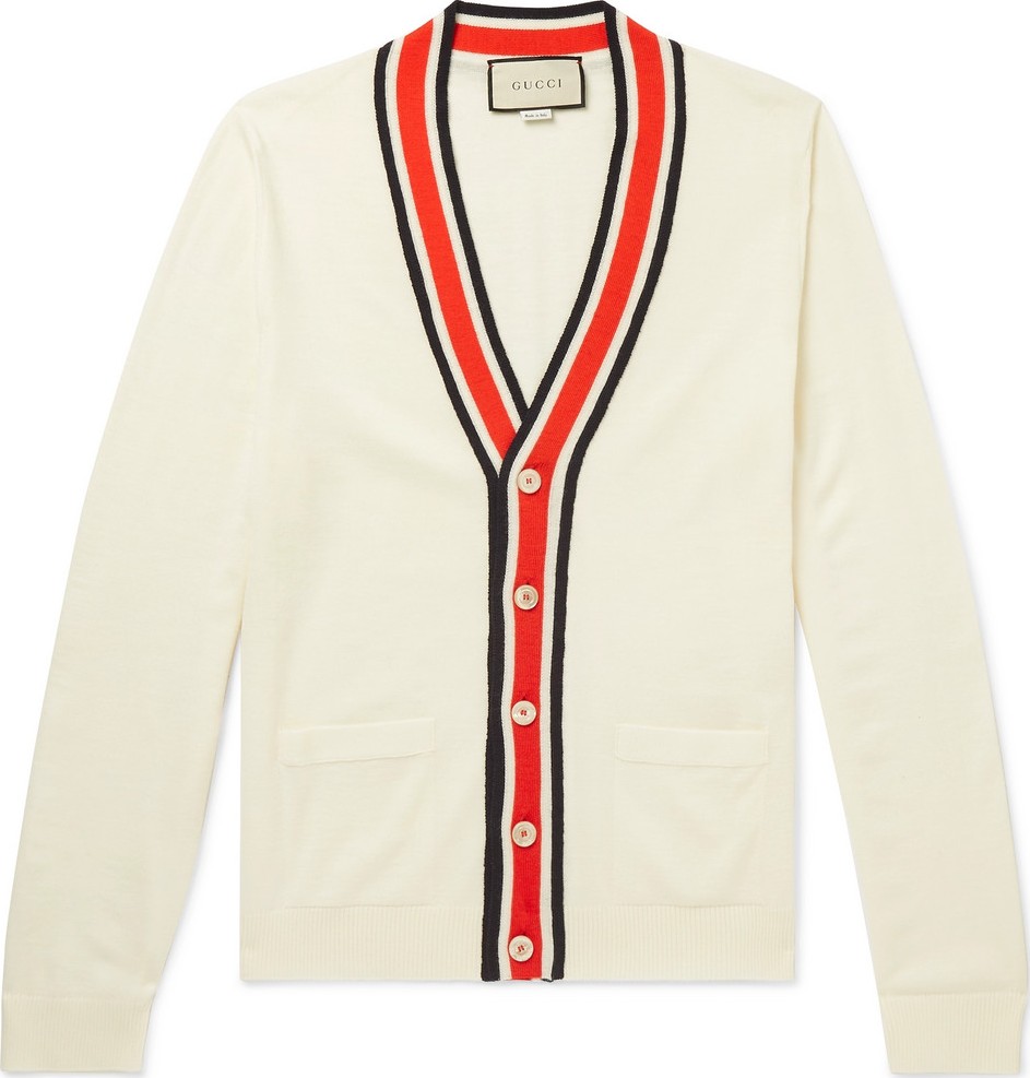 Gucci Slim-Fit Striped Wool Cardigan