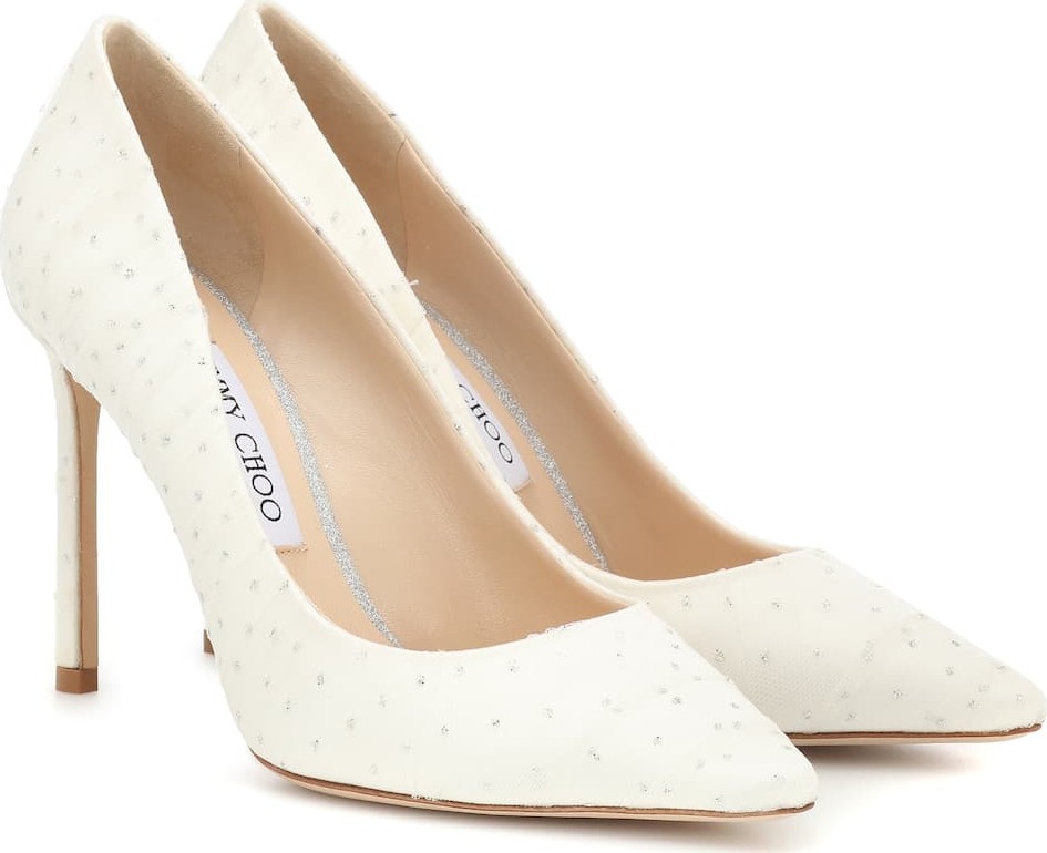 Jimmy Choo Romy 100 tulle-trimmed pumps