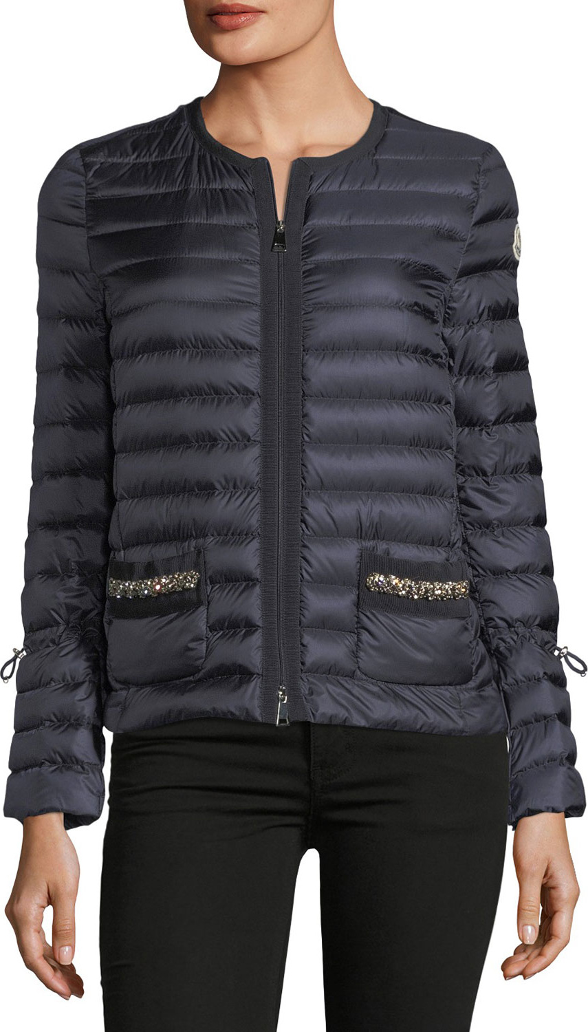 Moncler Alma Sequin Pocket Quilted Jacket