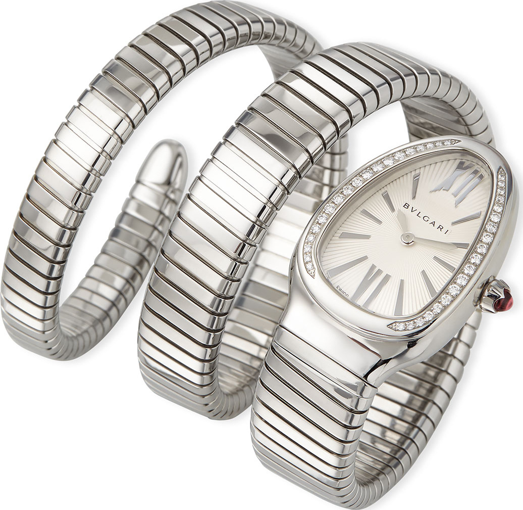 BVLGARI 35mm Serpenti Tubogas Diamond Watch, Steel