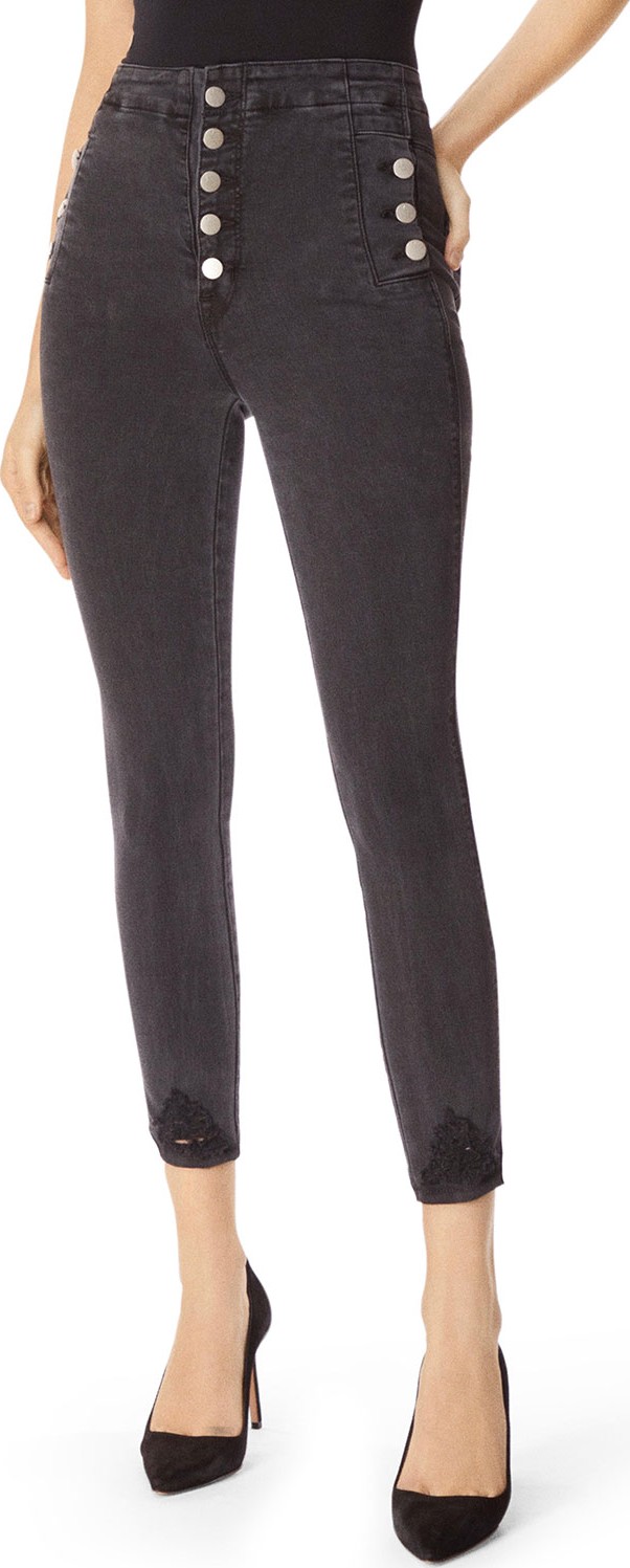 J BRAND Natasha Sky-High Crop Skinny Jeans with Destroyed Hem