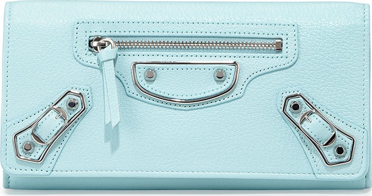 Balenciaga Edge Goatskin Money Wallet, Light Blue