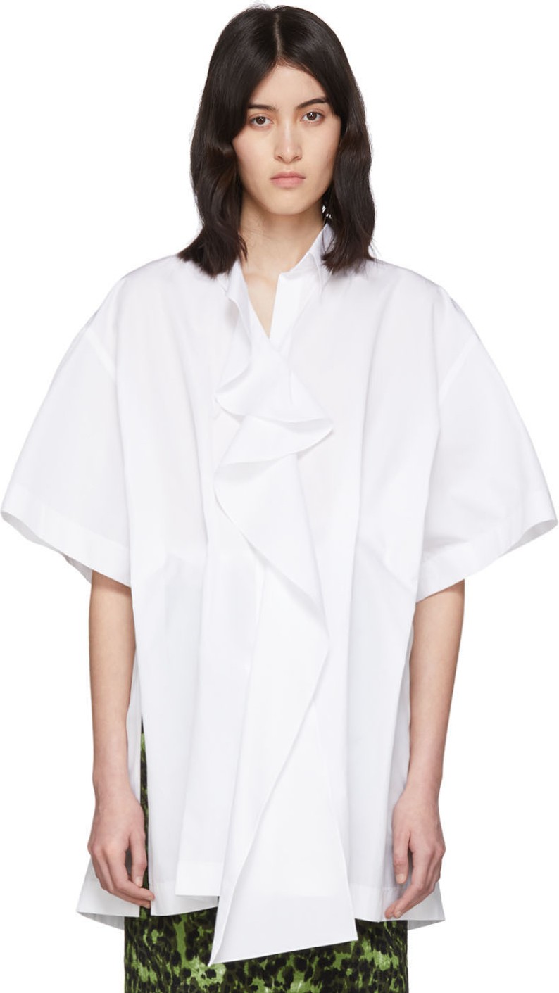 Nina Ricci White Poplin Ruffle Shirt