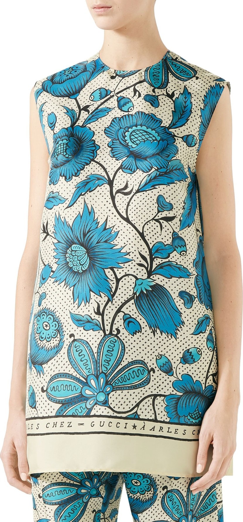 Gucci Watercolor Floral Print Silk Twill Blouse