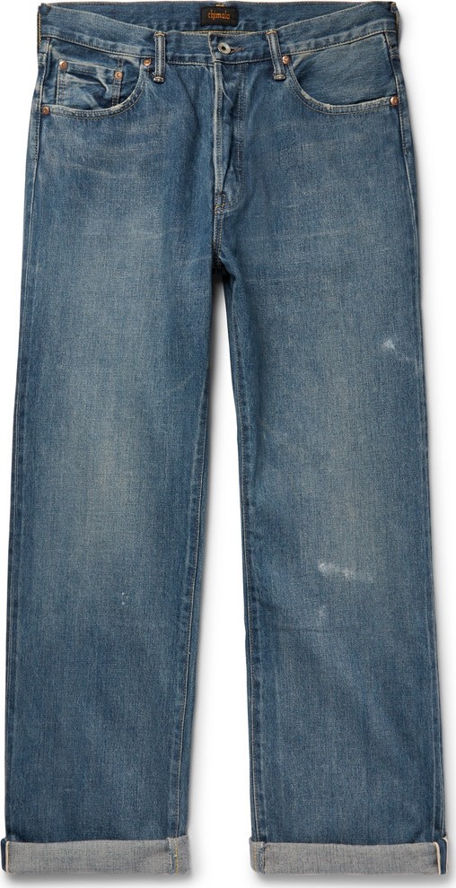 Chimala Wide-Leg Washed Selvedge Denim Jeans
