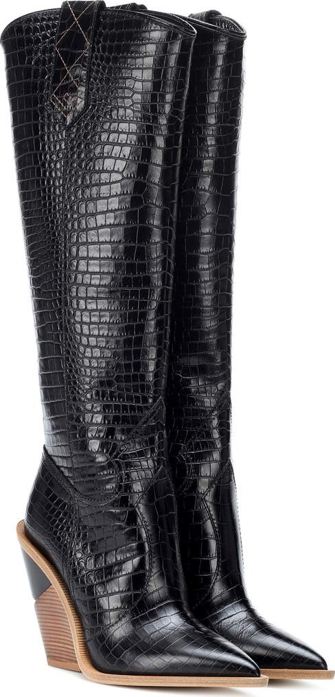 Fendi Embossed leather cowboy boots