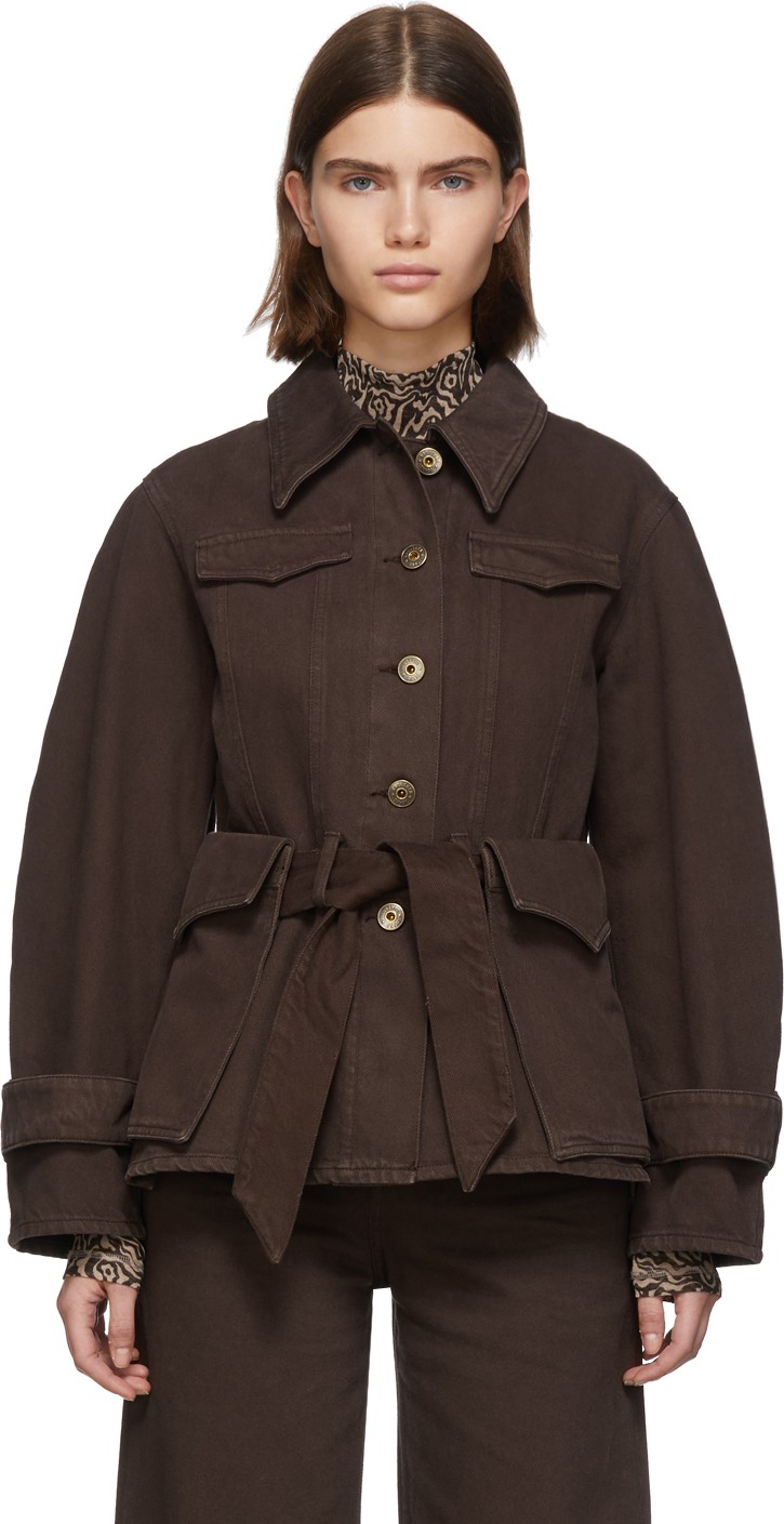 Nanushka Brown Denim Fortuna Jacket