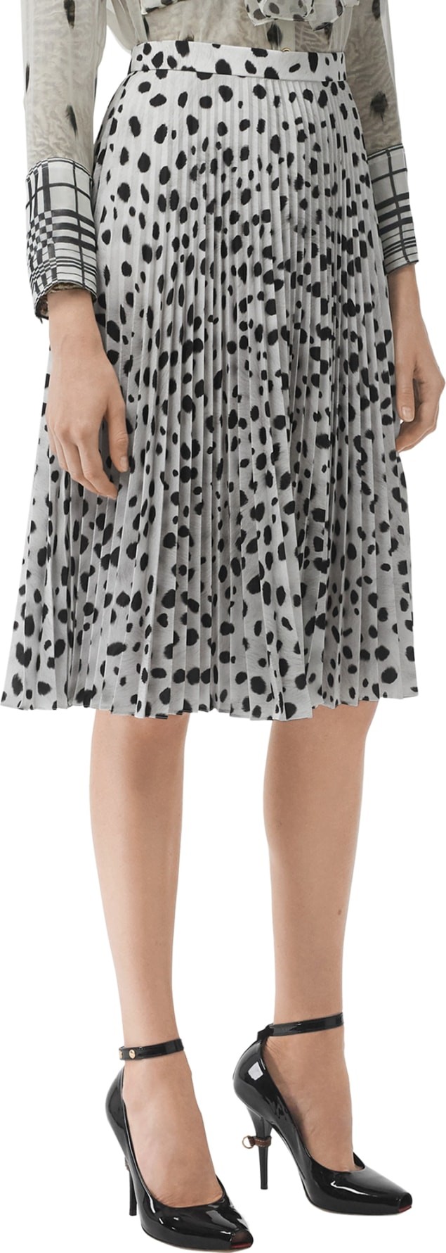 Burberry London England Animal Print Plissé Skirt
