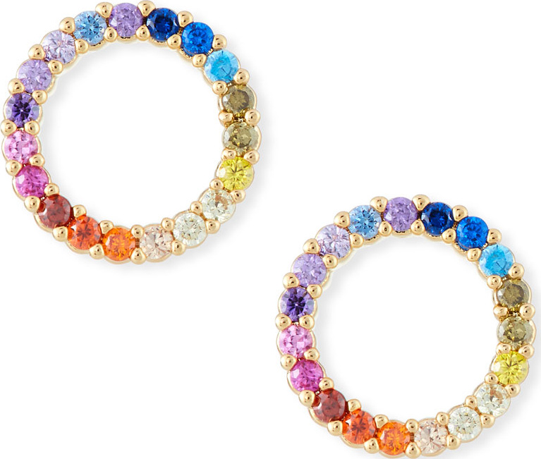 Tai Rainbow Pavé Circle Stud Earrings