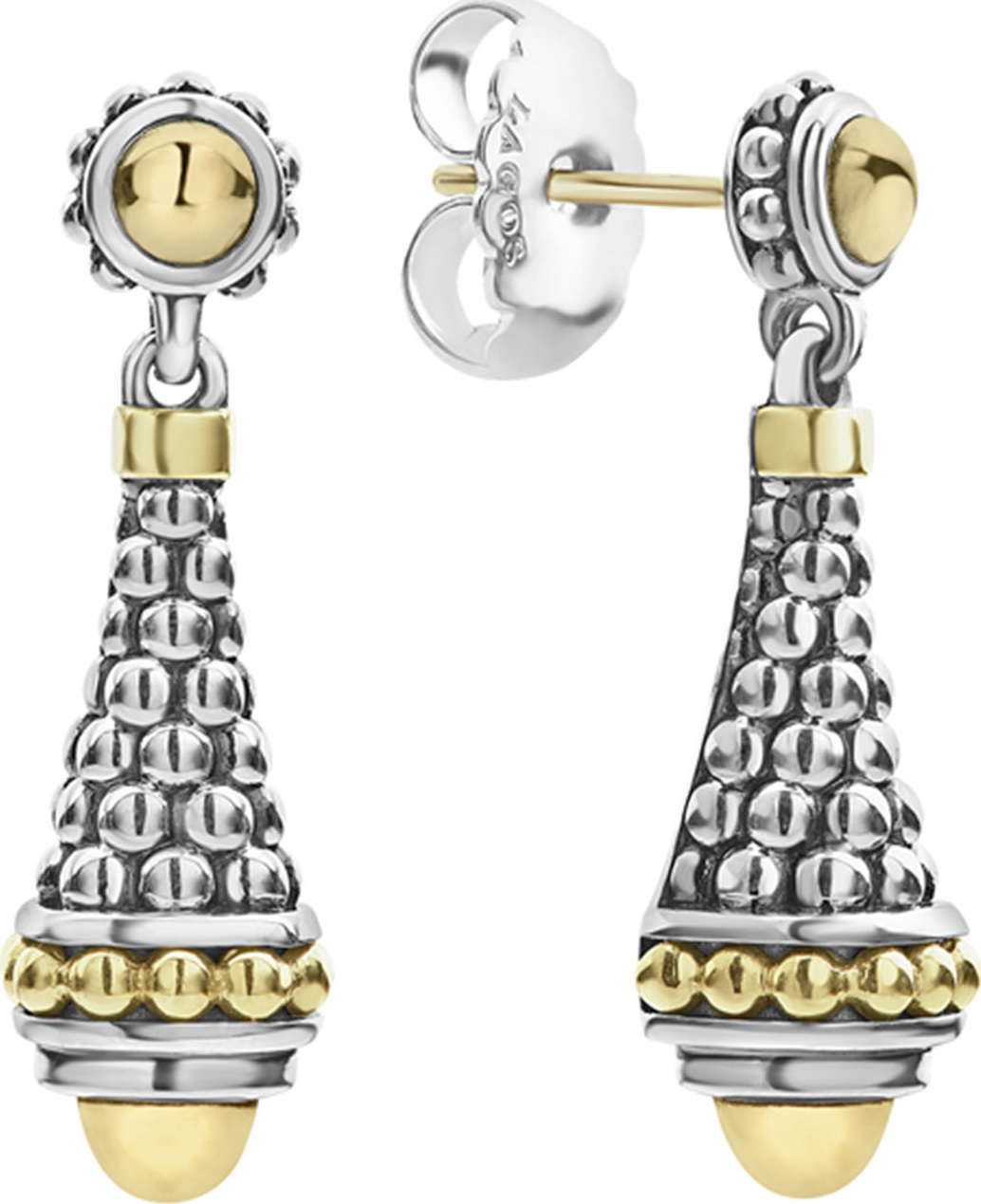 LAGOS Silver & 18k Gold Caviar Drop Earrings