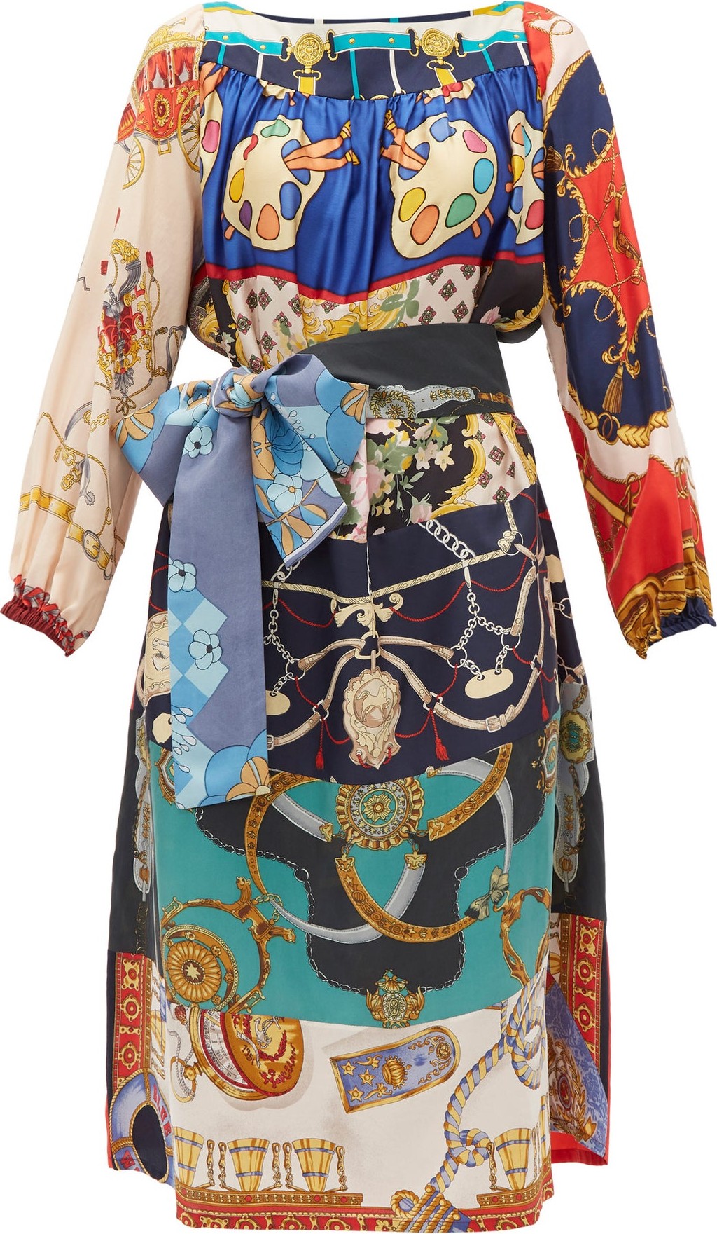 Rianna + Nina Vintage patchwork silk-twill dress