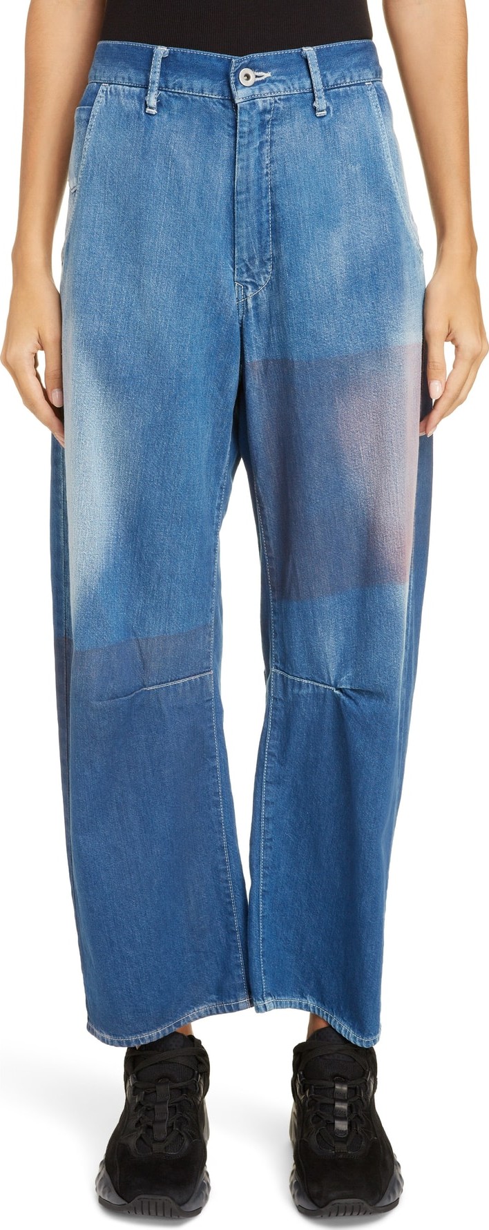 Y's By Yohji Yamamoto Dye Patch Wide Leg Jeans