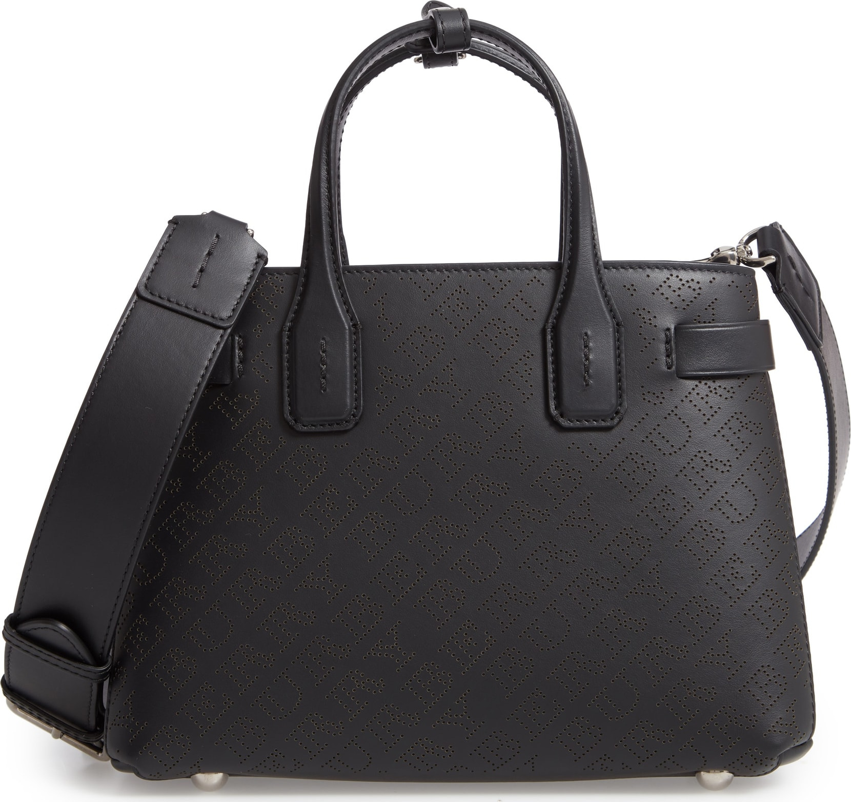 Burberry London England Small Banner Perforated Leather Tote