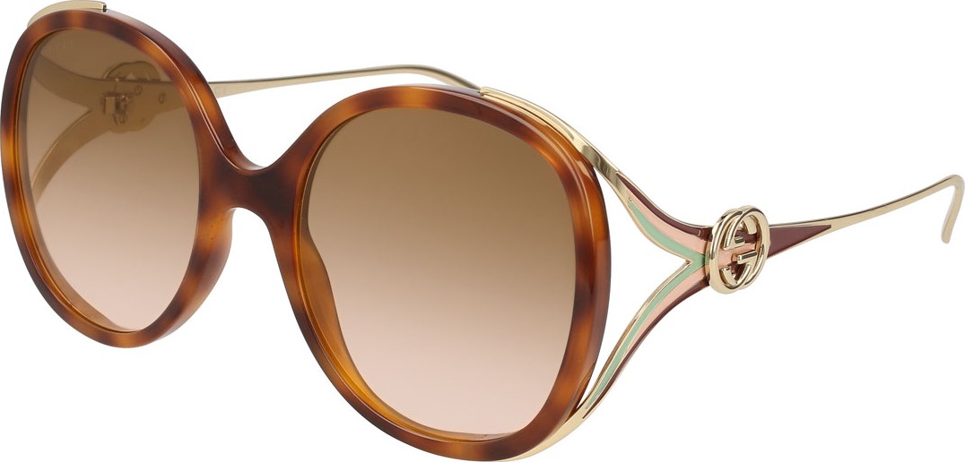 Gucci Oval Web GG Sunglasses, Brown Pattern