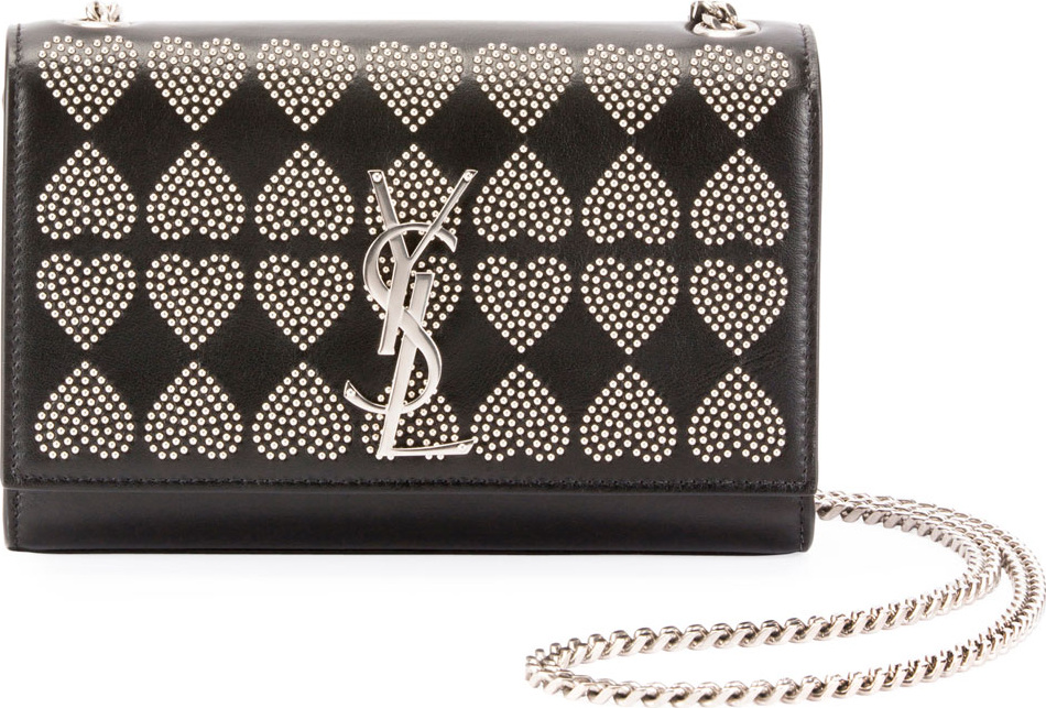 Saint Laurent Kate Monogram YSL Small Heart-Studded Leather Crossbody Bag